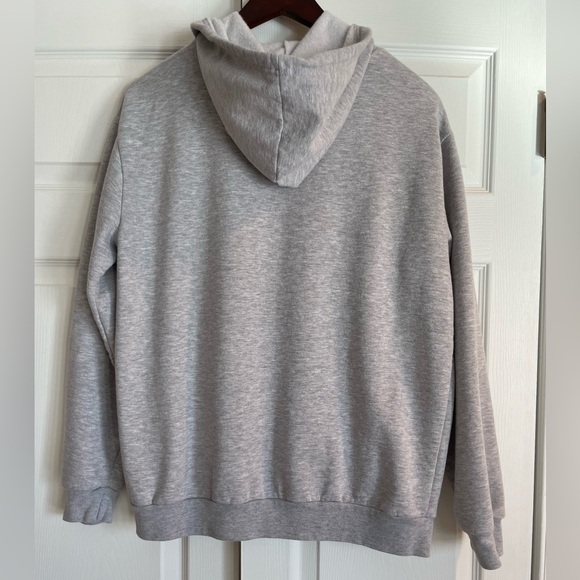 Disney Minnie Mouse Floral Embroidery Fleece Sweatshirt Hoodie Gray/Multicolor - Picture 7 of 10